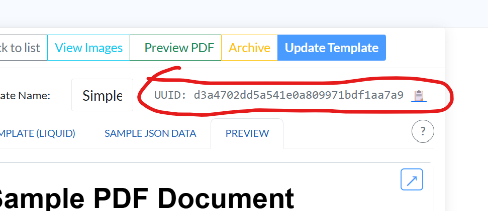 Grab the UUID to call the API