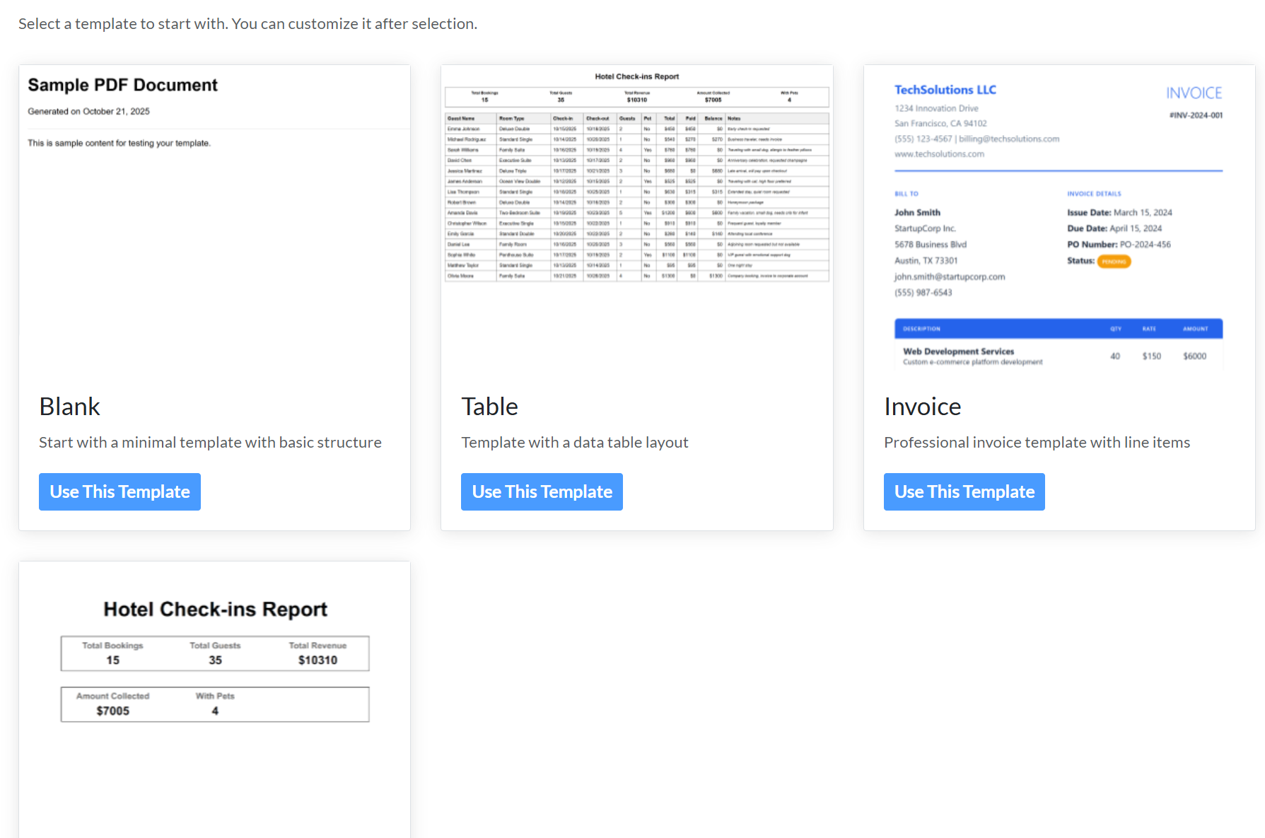 Create a PDF template